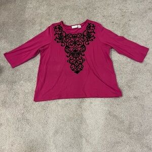 Alfred Dunner 3/4 Length Sleeve Blouse